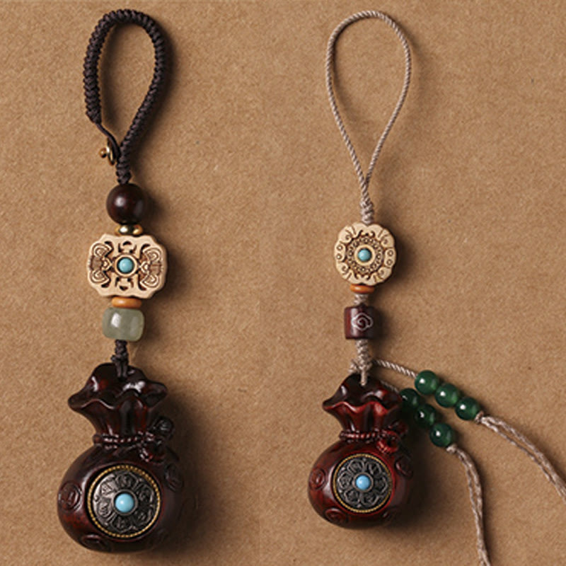 Buddha Stones, Sandelholz, kleines Blatt, rotes Sandelholz, grünes Sandelholz, Om Mani Padme Hum, ruhige Schlüsselanhänger, Telefon-Hängedekoration