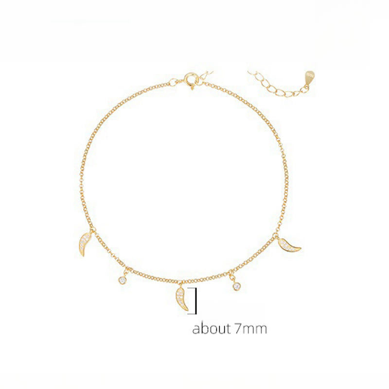 Buddha Stones Fußkettchen aus 925er Sterlingsilber mit Zirkonia und kleinem Pfeffer-Charm - image 8