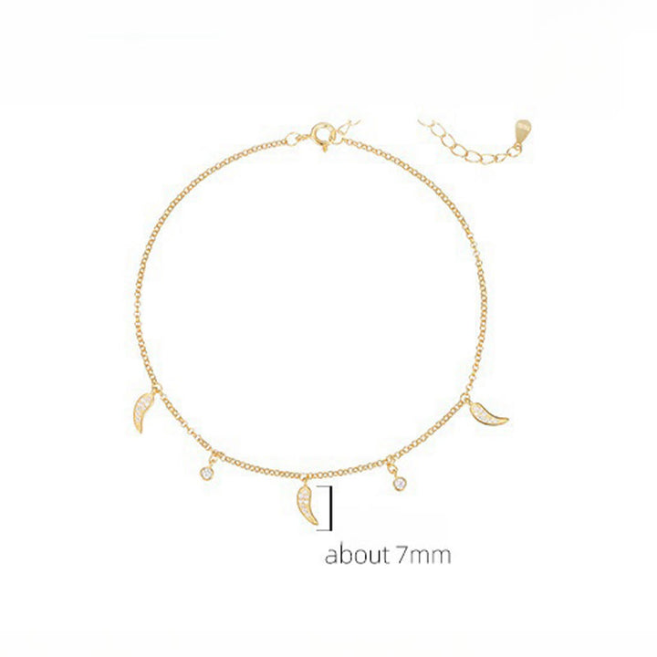 Buddha Stones Fußkettchen aus 925er Sterlingsilber mit Zirkonia und kleinem Pfeffer-Charm - image 8