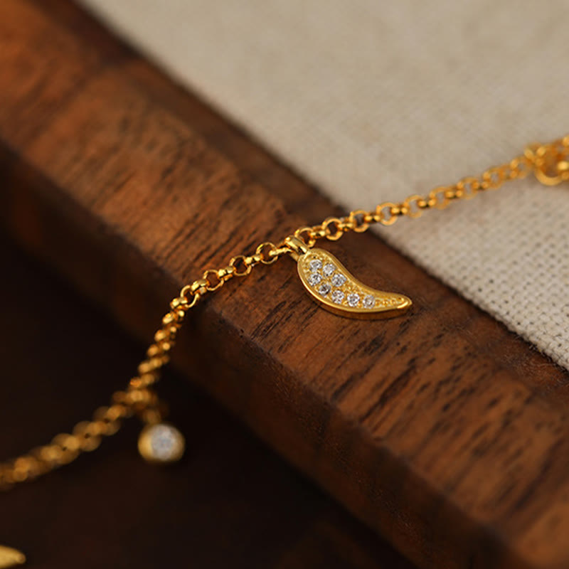 Buddha Stones Fußkettchen aus 925er Sterlingsilber mit Zirkonia und kleinem Pfeffer-Charm - image 6