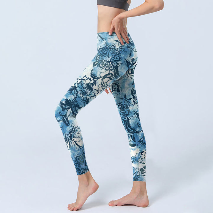 Buddha Stones Chrysantheme Print Gym Leggings Damen Yogahose - image 3