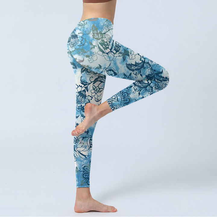 Buddha Stones Chrysantheme Print Gym Leggings Damen Yogahose - image 5