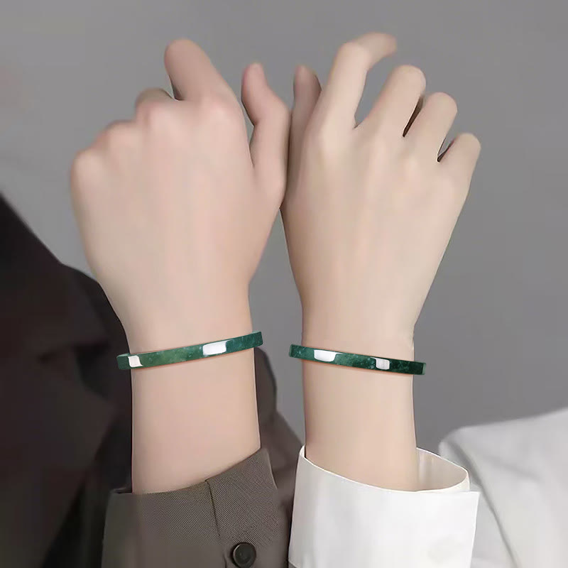 Buddha Stones Natürlicher Jade-Überfluss Dünnes Armband Armreif - image 4