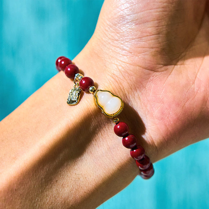 Buddha Stones Zinnober Kürbis Fu Charakter Charm Segen Armband