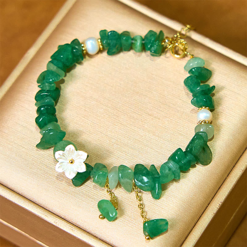 Buddha Stones Natürlicher Erdbeerquarz Grüner Erdbeerquarz Super Seven Kristallblumen-Heilarmband