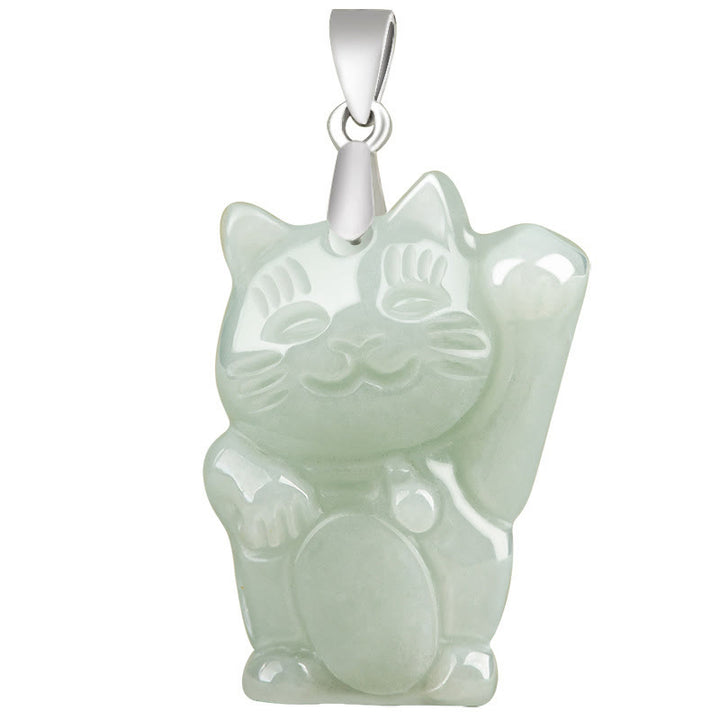 Buddha Stones Halskette mit Anhänger aus 925er Sterlingsilber mit Jade-Glückskatze und Wohlstandssymbol - image 6