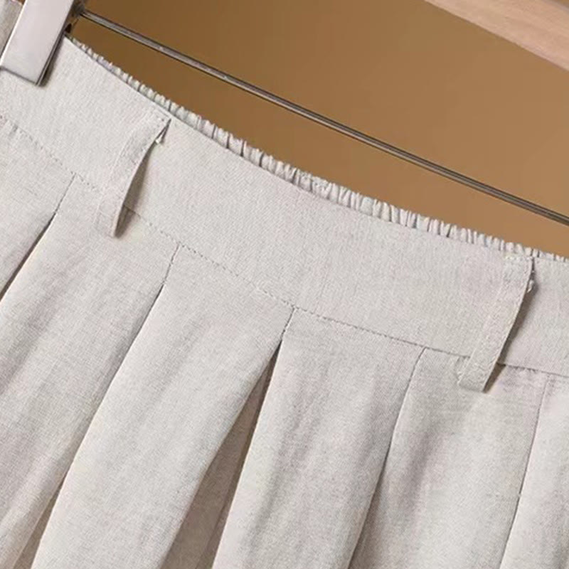 Buddha Stones Sommer Casual Pure Color 7-8 Länge Baumwolle Leinen Damen Weite Beinhose - image 10