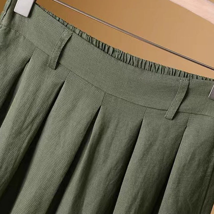 Buddha Stones Sommer Casual Pure Color 7-8 Länge Baumwolle Leinen Damen Weite Beinhose - image 2