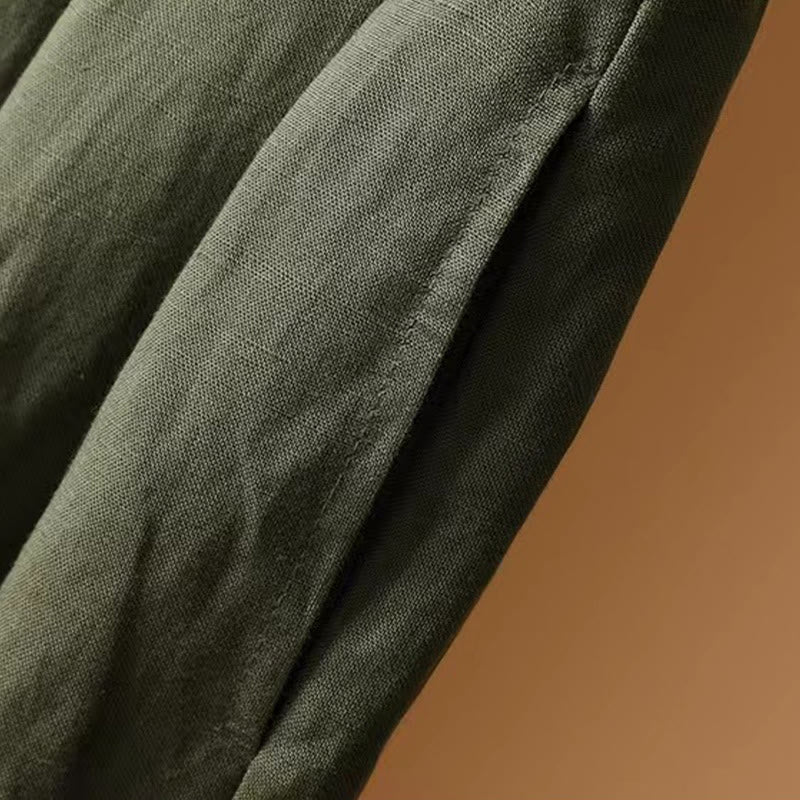 Buddha Stones Sommer Casual Pure Color 7-8 Länge Baumwolle Leinen Damen Weite Beinhose - image 6