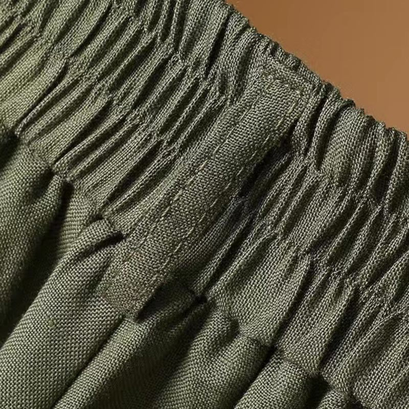 Buddha Stones Sommer Casual Pure Color 7-8 Länge Baumwolle Leinen Damen Weite Beinhose - image 4