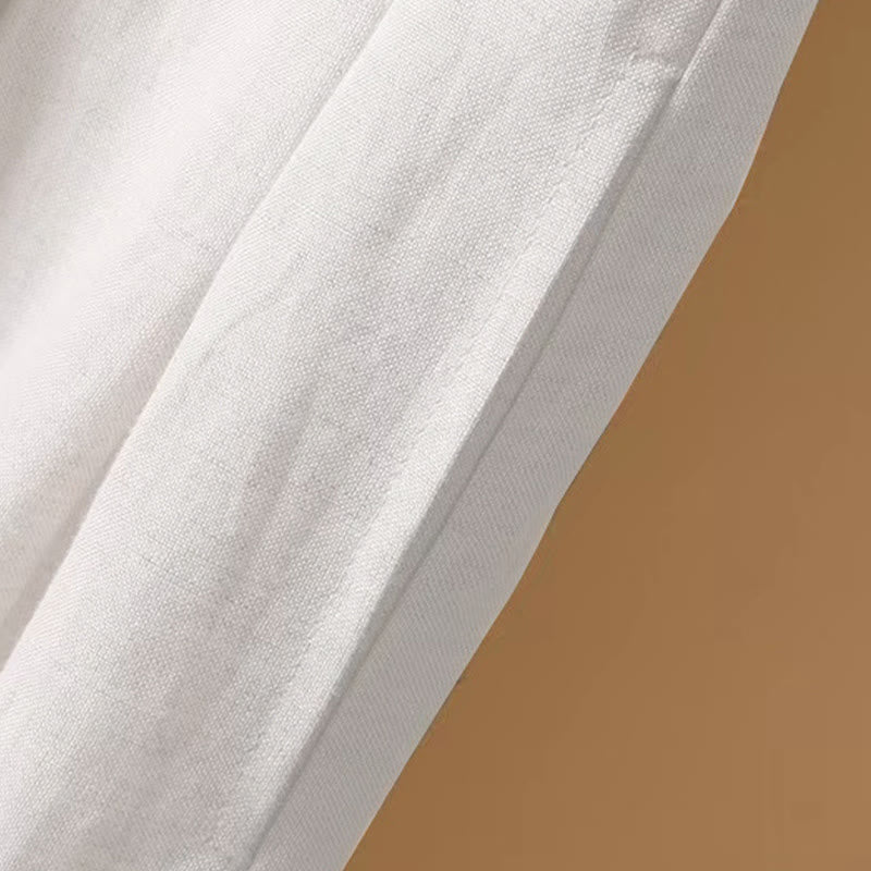 Buddha Stones Sommer Casual Pure Color 7-8 Länge Baumwolle Leinen Damen Weite Beinhose - image 12