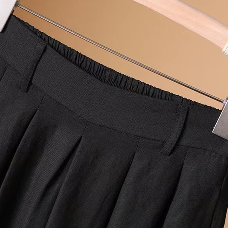 Buddha Stones Sommer Casual Pure Color 7-8 Länge Baumwolle Leinen Damen Weite Beinhose - image 19