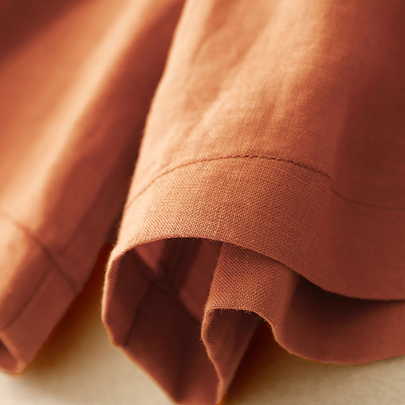 Buddha Stones Sommer Casual Stickerei Blume Plissee Reißverschluss Knopf Baumwolle Leinen Damen Shorts mit Taschen - image 13