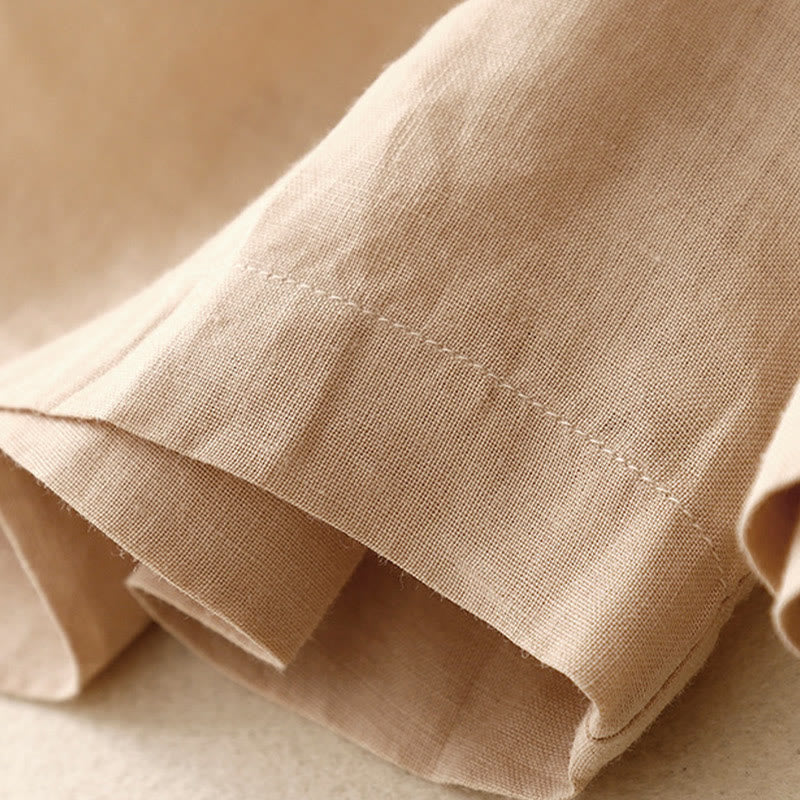 Buddha Stones Sommer Casual Stickerei Blume Plissee Reißverschluss Knopf Baumwolle Leinen Damen Shorts mit Taschen - image 24