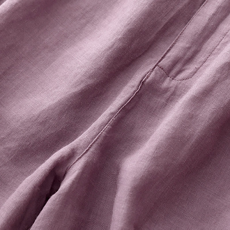 Buddha Stones Sommer Casual Stickerei Blume Plissee Reißverschluss Knopf Baumwolle Leinen Damen Shorts mit Taschen - image 10