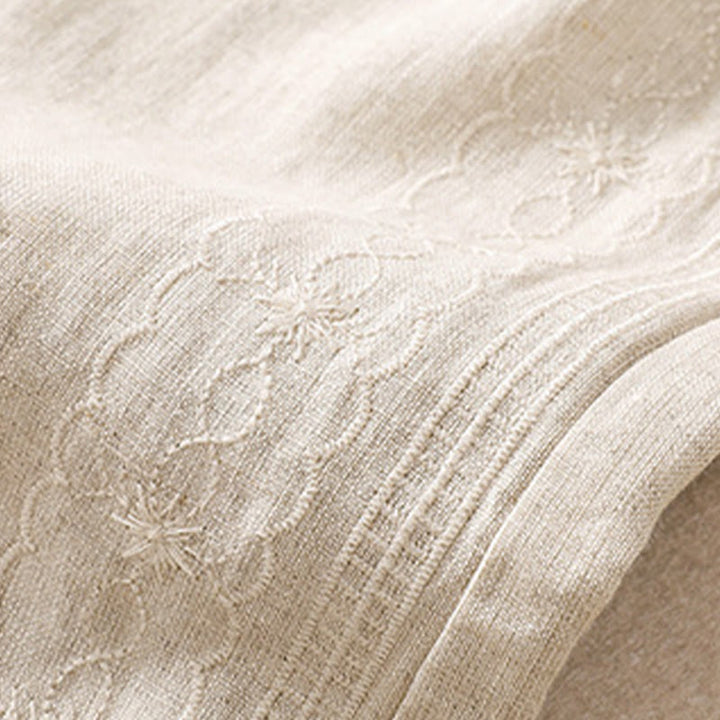 Buddha Stones Lässige Damen-Shorts aus Baumwolle und Leinen mit Blumenstickereimuster, Kordelzug und Taschen - image 14