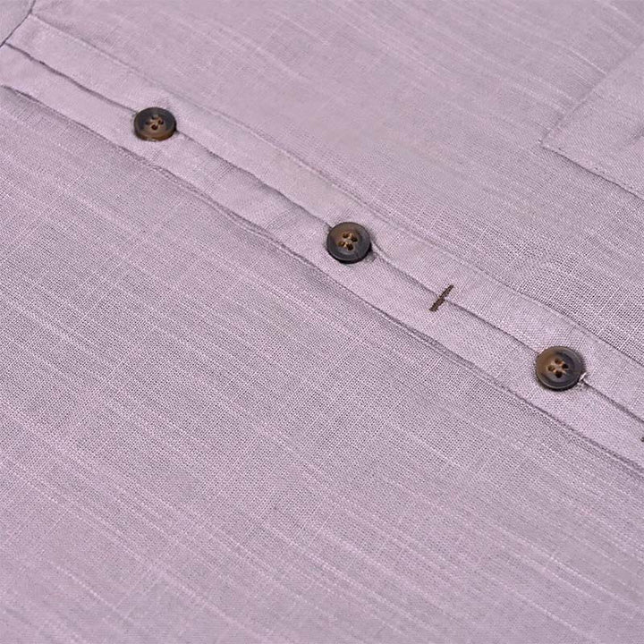 Buddha Stones Herren Sommerhemd aus Baumwolle und Leinen, einfarbig, kurzärmelig, mit halben Knöpfen - image 16