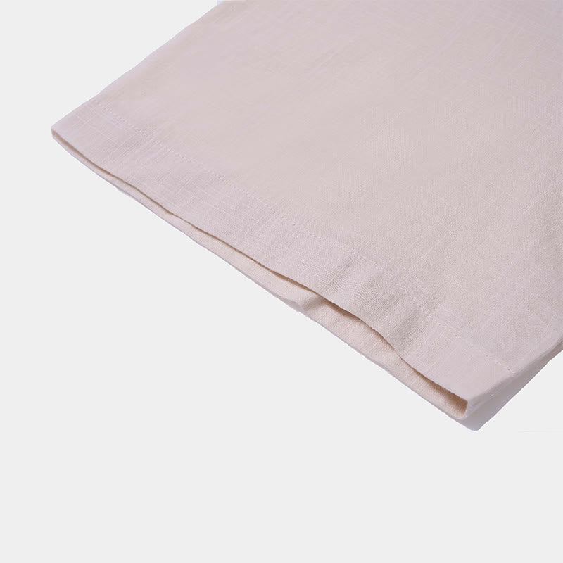 Buddha Stones Herren Sommerhemd aus Baumwolle und Leinen, einfarbig, kurzärmelig, mit halben Knöpfen - image 25