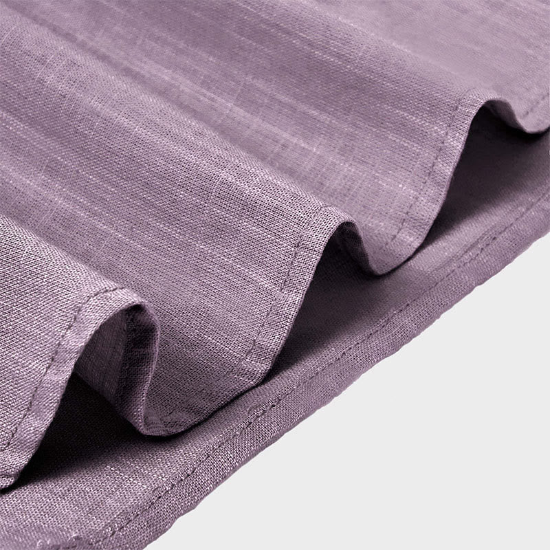 Buddha Stones Herren Sommerhemd aus Baumwolle und Leinen, einfarbig, kurzärmelig, mit halben Knöpfen - image 17