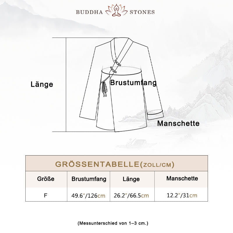 Buddha Stones Frosch-Knopf Hanfu Design Shirt Top Ramie Leinen Jacke - image 5