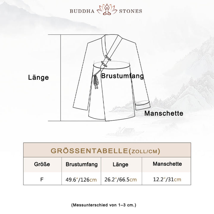 Buddha Stones Frosch-Knopf Hanfu Design Shirt Top Ramie Leinen Jacke - image 5