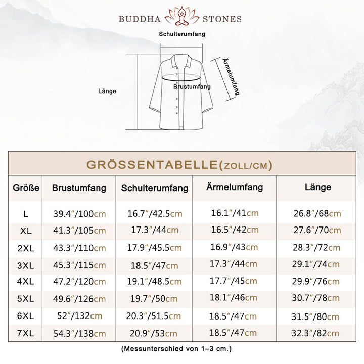 Buddha Stones Lässiges, einfarbiges Herrenhemd mit Dreiviertelärmeln und Knopfleiste vorne - image 11