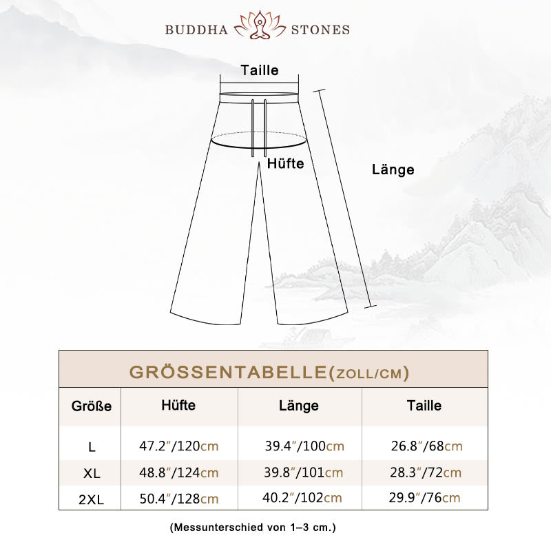 Buddha Stones Lässige, einfarbige, weit geschnittene Damenhose mit Schnürung
