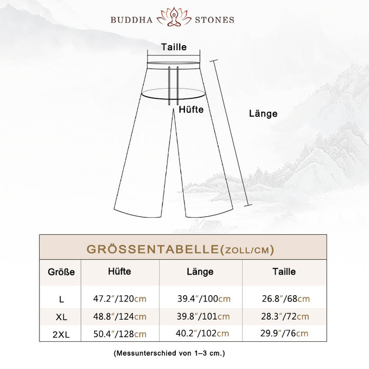 Buddha Stones Lässige, einfarbige, weit geschnittene Damenhose mit Schnürung