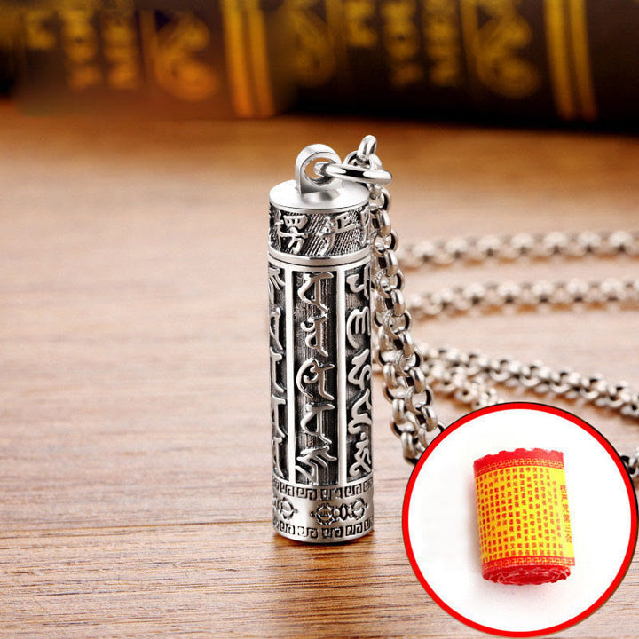 Buddha Stones, tibetischer Om Mani Padme Hum, verkupfertes Silber, Shurangama, Mantra, Vajra-Muster, Friedens-Halskettenanhänger - image 4