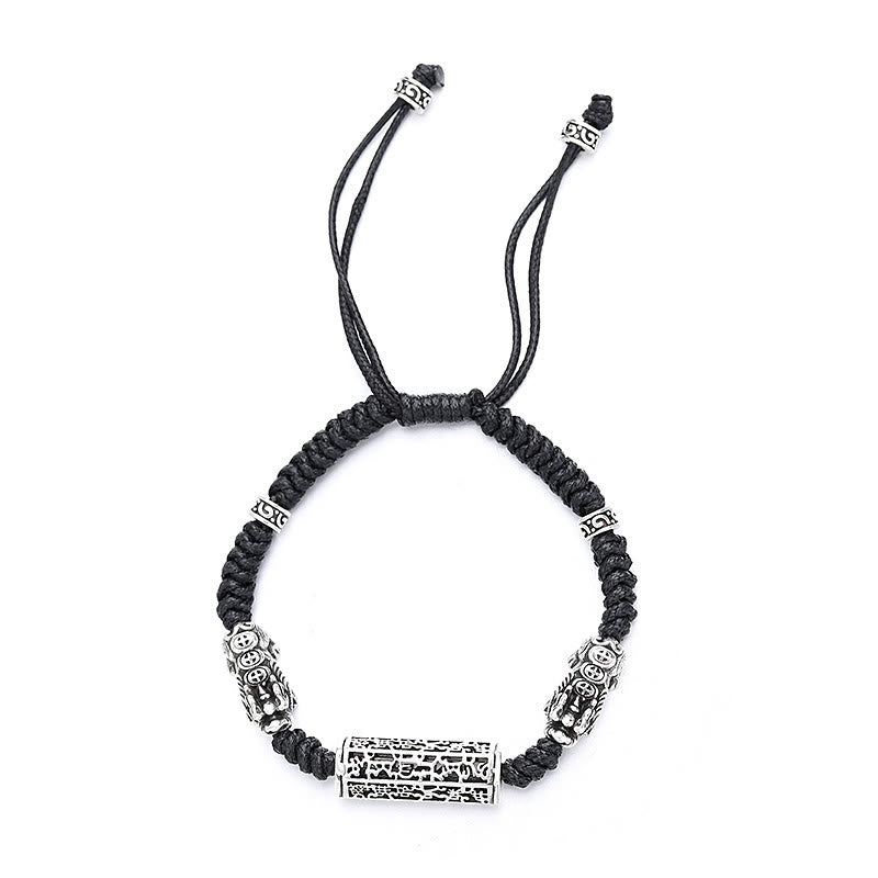 Buddha Stones, tibetische schwarze Schnur, Kupfer, Om Mani Padme Hum Pixiu Schutz, geflochtenes Armband