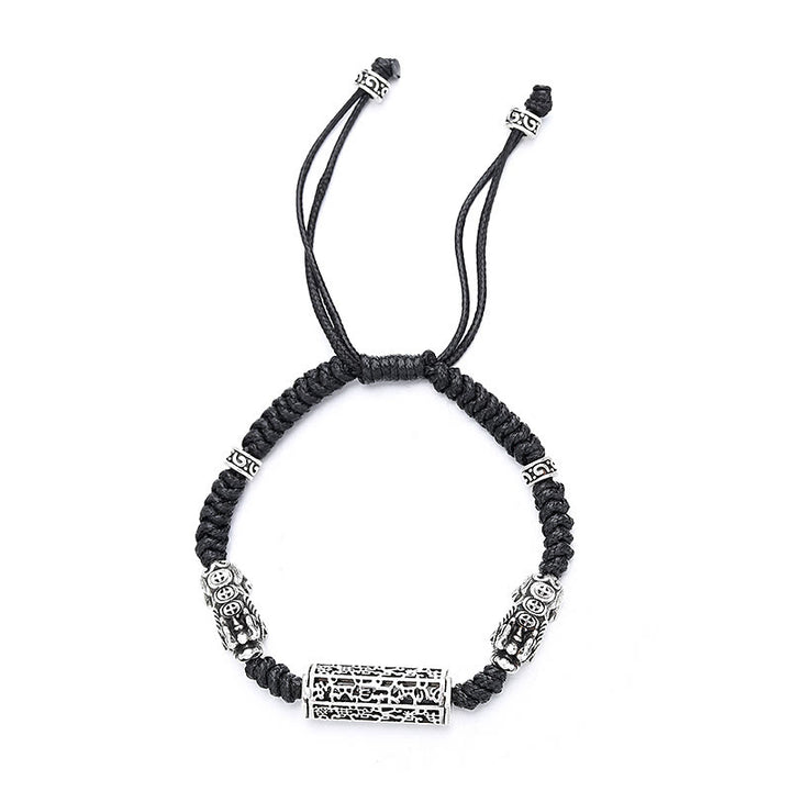 Buddha Stones, tibetische schwarze Schnur, Kupfer, Om Mani Padme Hum Pixiu Schutz, geflochtenes Armband