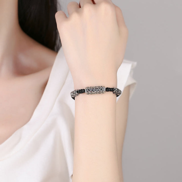 Buddha Stones, tibetische schwarze Schnur, Kupfer, Om Mani Padme Hum Pixiu Schutz, geflochtenes Armband