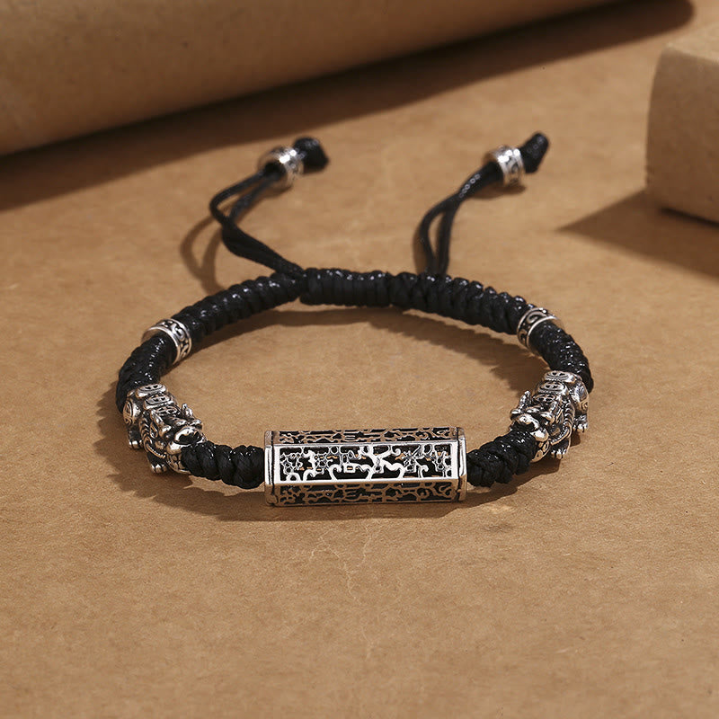 Buddha Stones, tibetische schwarze Schnur, Kupfer, Om Mani Padme Hum Pixiu Schutz, geflochtenes Armband
