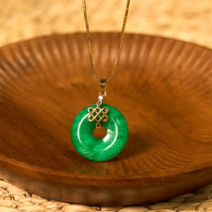 Buddha Stones Natürliche Cyan Jade Frieden Schnalle Chinesischen knoten Erfolg Halskette Anhänger