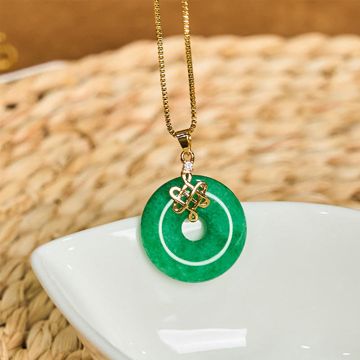 Buddha Stones Natürliche Cyan Jade Frieden Schnalle Chinesischen knoten Erfolg Halskette Anhänger