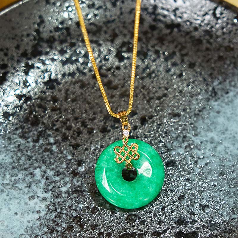 Buddha Stones Natürliche Cyan Jade Frieden Schnalle Chinesischen knoten Erfolg Halskette Anhänger