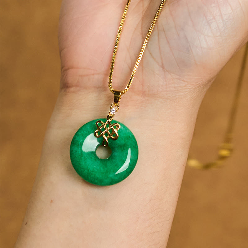 Buddha Stones Natürliche Cyan Jade Frieden Schnalle Chinesischen knoten Erfolg Halskette Anhänger