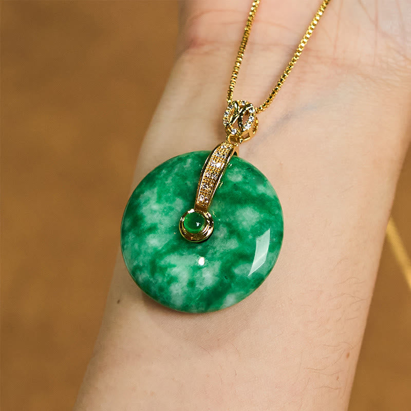 Buddha Stones Natürliche Cyan Jade Peace Schnalle Heilung Halskette Anhänger