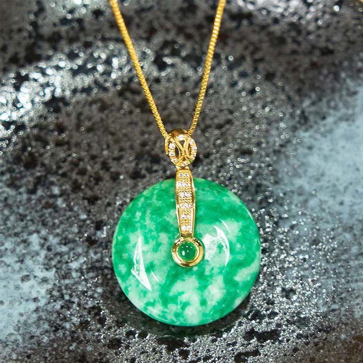 Buddha Stones Natürliche Cyan Jade Peace Schnalle Heilung Halskette Anhänger