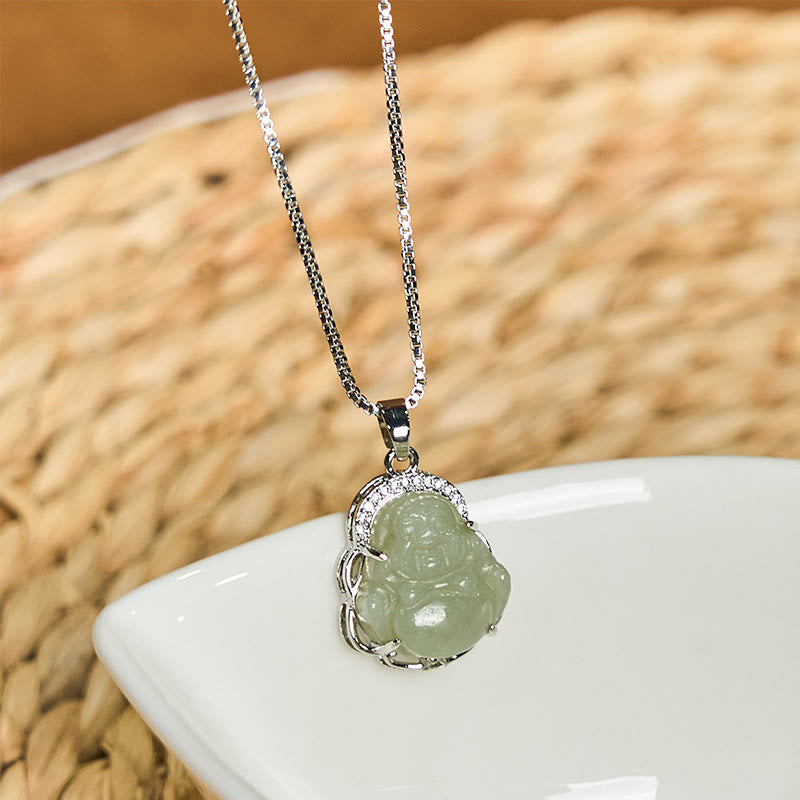 Buddha Stones Halskette mit Anhänger aus natürlicher Hetian-Jade mit lachendem Buddha-Überfluss - image 3