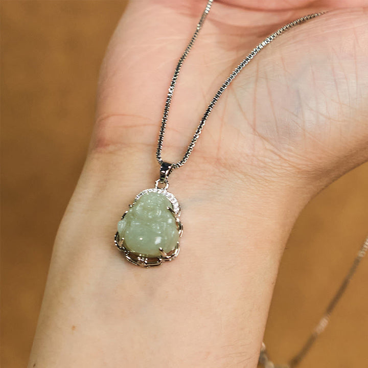 Buddha Stones Halskette mit Anhänger aus natürlicher Hetian-Jade mit lachendem Buddha-Überfluss - image 4