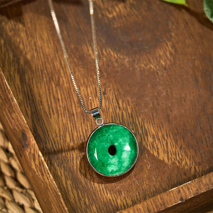 Buddha Stones Natürliche Cyan Jade Frieden Schnalle Heilung Glück Halskette Anhänger