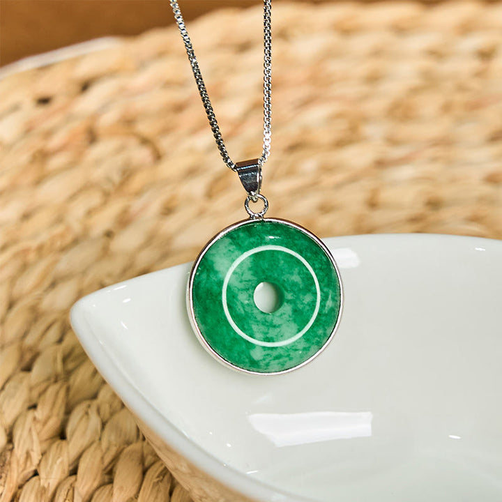 Buddha Stones Natürliche Cyan Jade Frieden Schnalle Heilung Glück Halskette Anhänger