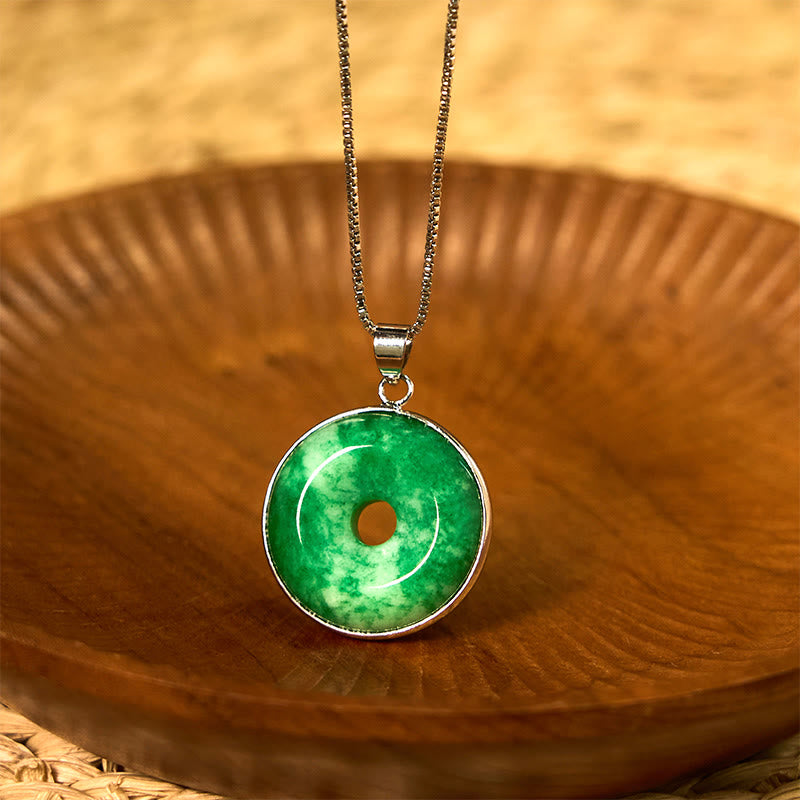Buddha Stones Natürliche Cyan Jade Frieden Schnalle Heilung Glück Halskette Anhänger