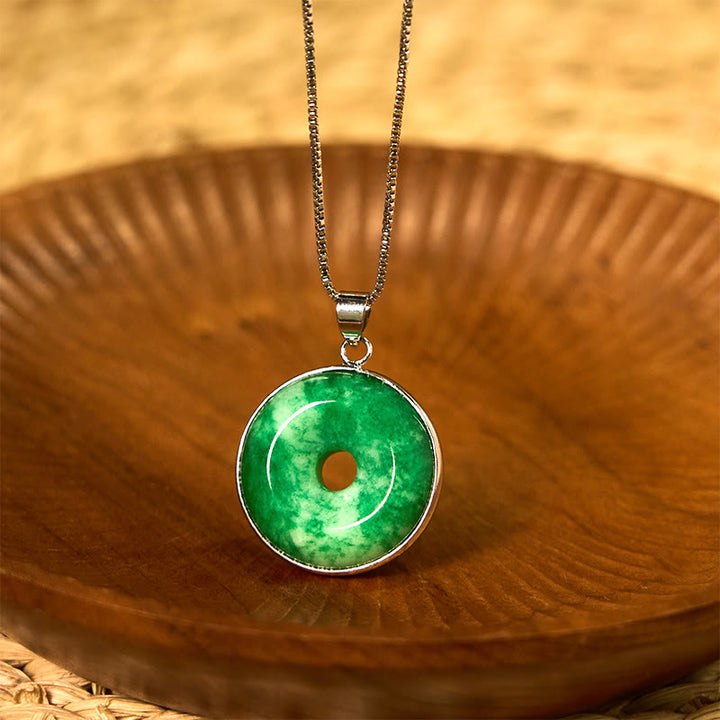 Buddha Stones Natürliche Cyan Jade Frieden Schnalle Heilung Glück Halskette Anhänger