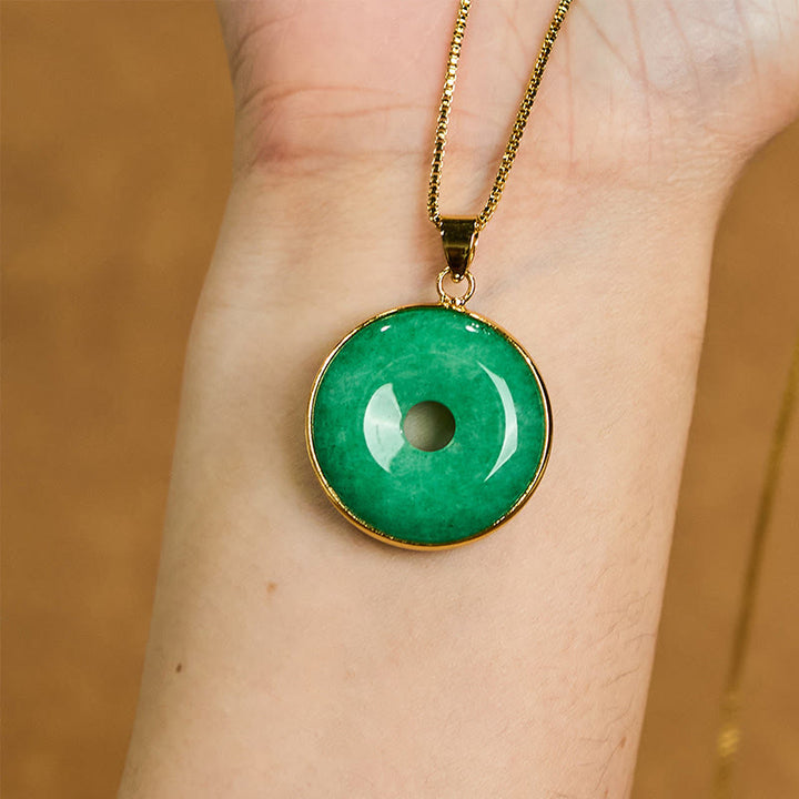 Buddha Stones Natürliche Cyan Jade Frieden Schnalle Heilung Glück Halskette Anhänger