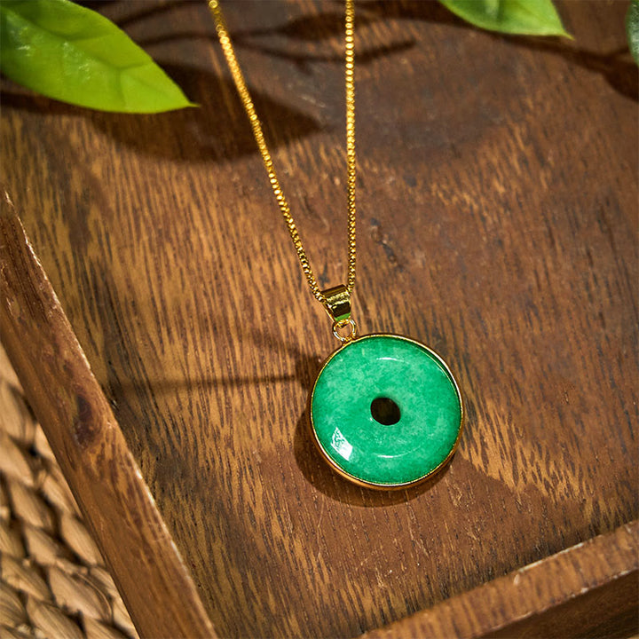 Buddha Stones Natürliche Cyan Jade Frieden Schnalle Heilung Glück Halskette Anhänger