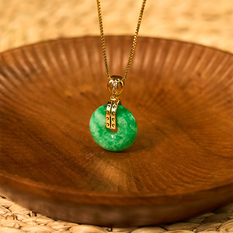 Buddha Stones Cyan Jade Peace Schnalle Heilung Glück Halskette Anhänger