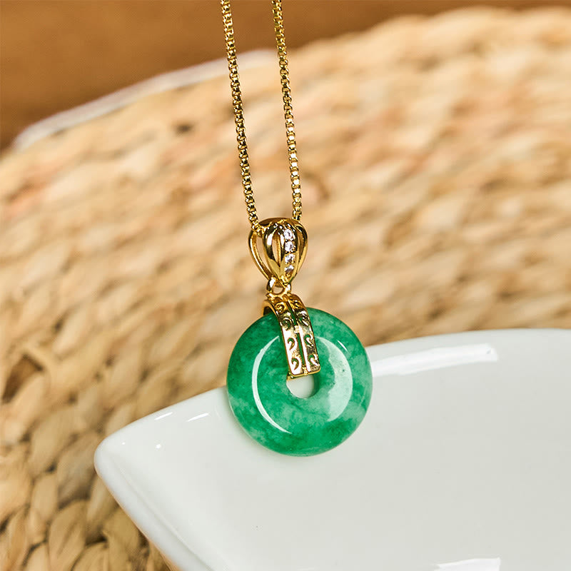 Buddha Stones Cyan Jade Peace Schnalle Heilung Glück Halskette Anhänger