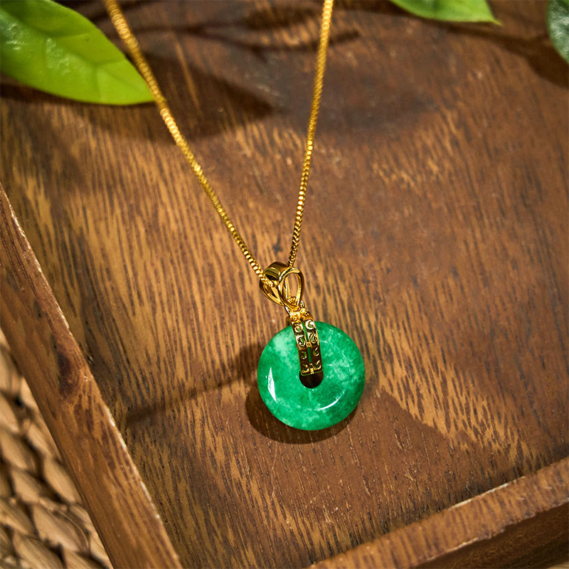 Buddha Stones Cyan Jade Peace Schnalle Heilung Glück Halskette Anhänger